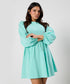 Round Neck Puffed Sleeve Dress